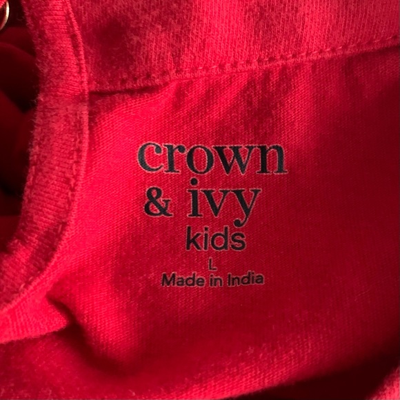 •Crown & Ivy Kids• Girl's Red Long Sleeve Sequin Embellished Top - Size Large - Picture 2 of 9